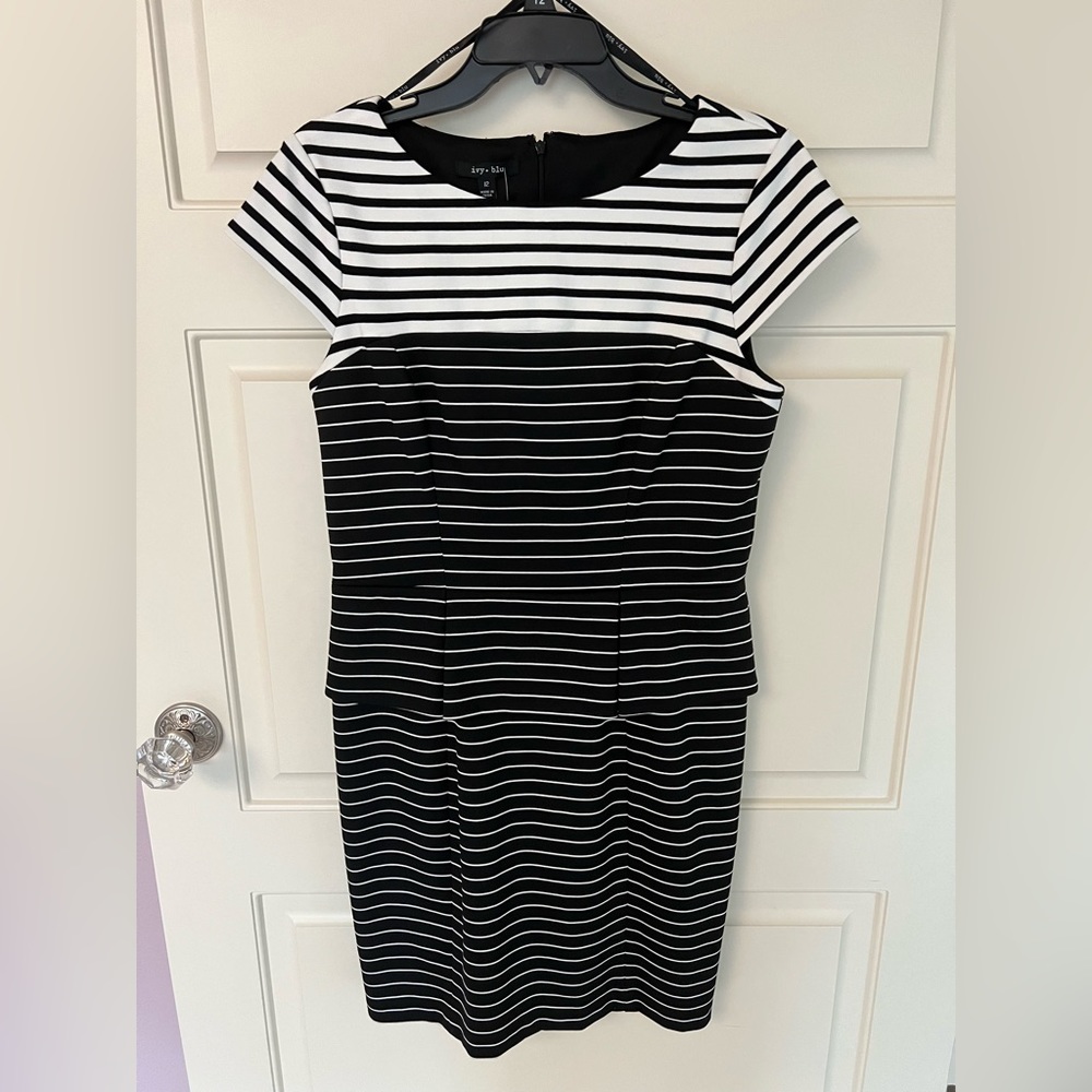 Ivy Blue Nautical Striped Peplum Dress (NWT)